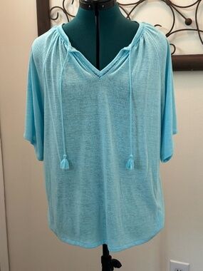 Chico's Teal Teal Blue Top Sz 1